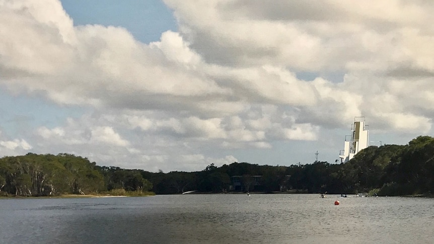 An image of the proposed Olympic ski jump training ramp at Lennox Head's Lake Ainsworth