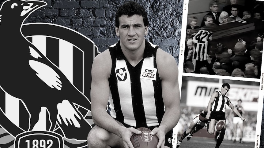 A collage of images of Collingwood premiership player Darren Millane.