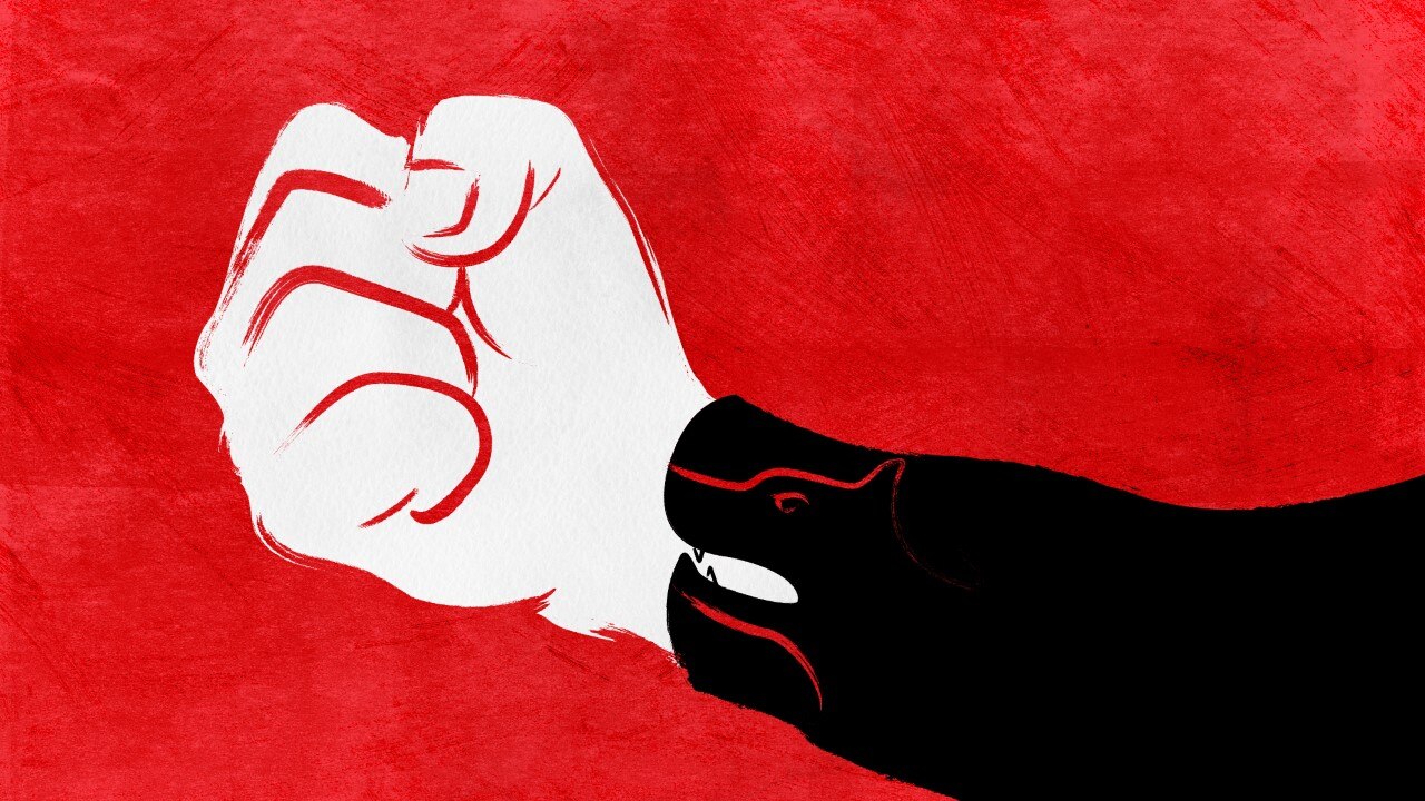 An illustration shows a man&#x27;s closed fist