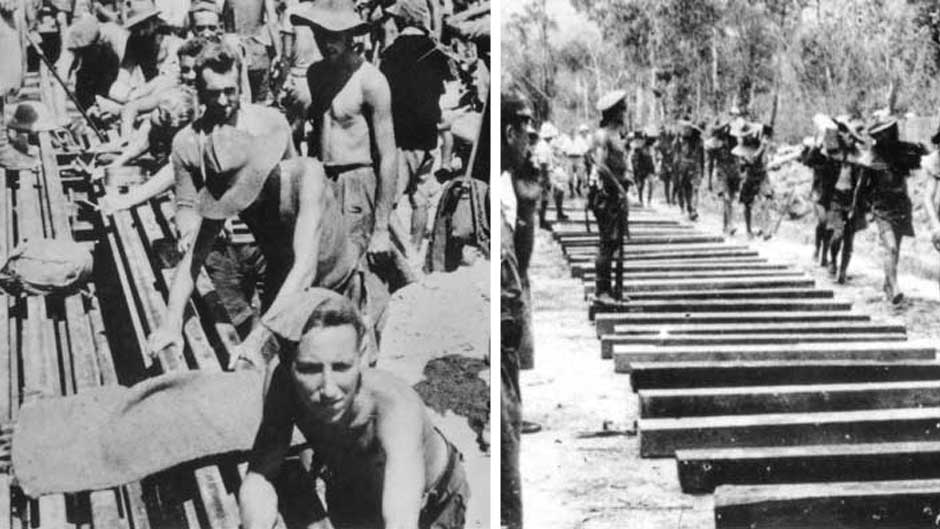 Australian prisoners of war perform forced labour on the Thai-Burma railway 1943 and 1944
