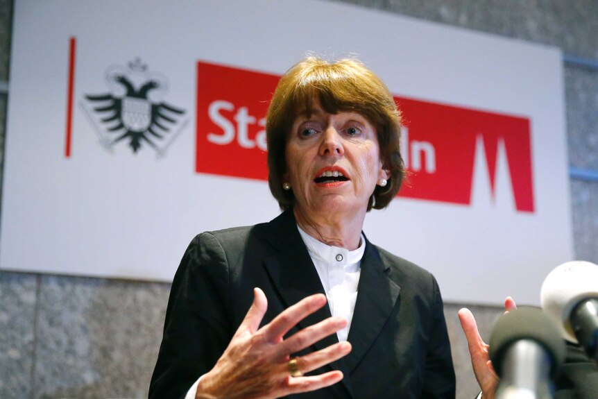 Cologne Mayor Henriette Reker addresses a news conference in Cologne