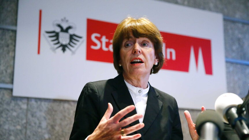 Cologne Mayor Henriette Reker addresses a news conference in Cologne