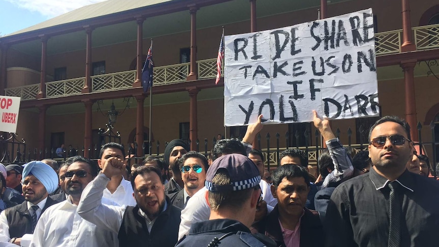 Taxi drivers protesting in Sydney