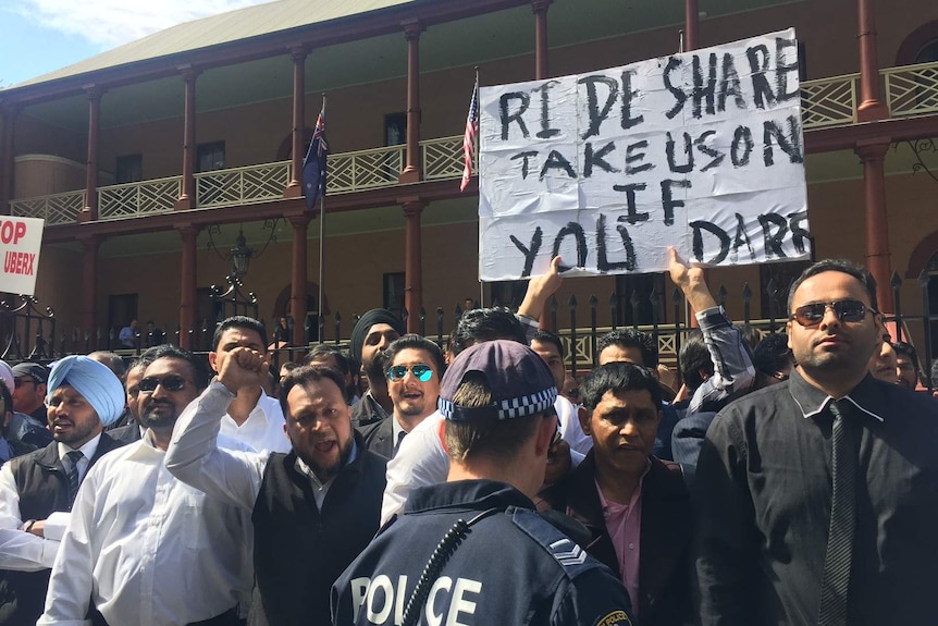 Taxi drivers protesting in Sydney