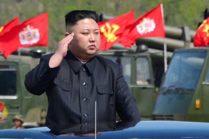 North Korea's leader Kim Jong-un watches a military drill marking the 85th anniversary of the establishment of the KPA.