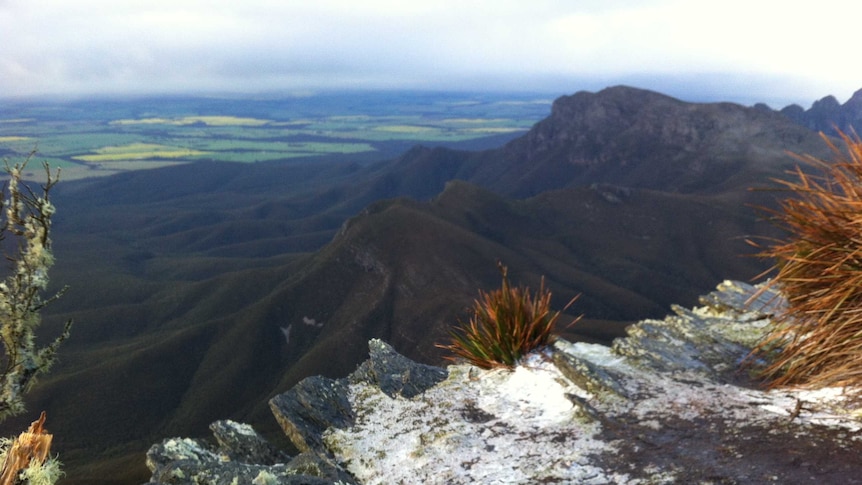 Top of Bluff Knoll during a snow storm.