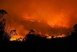 Bushfire rages at night near Agnes Water, south of Gladstone in central Queensland.