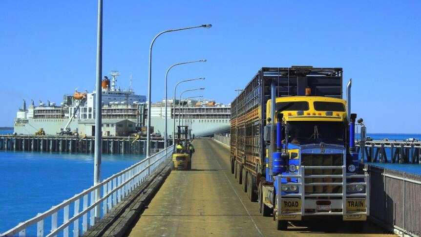Live export truck at Broome Port