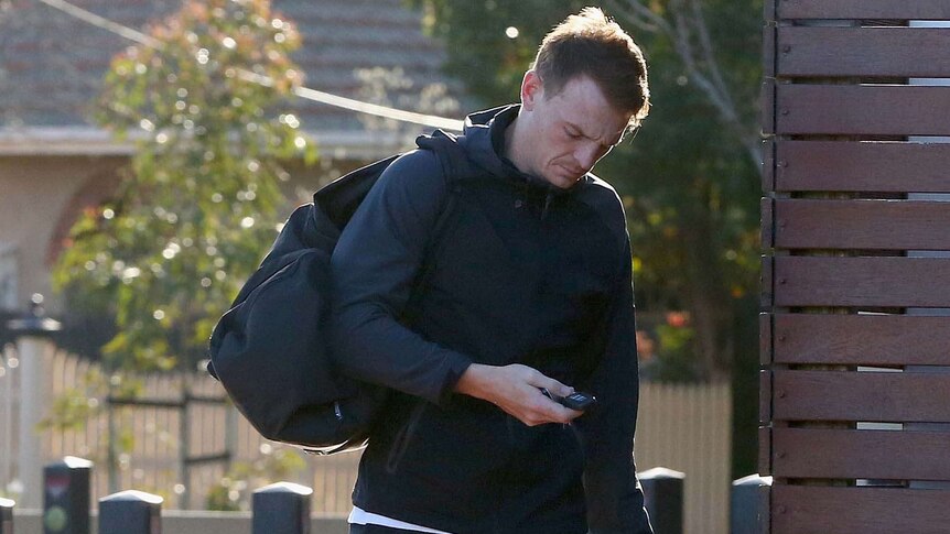 Brendon Goddard arrives at Windy Hill for training