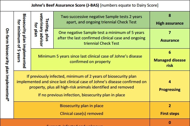 Johne's Beef Assurance Score