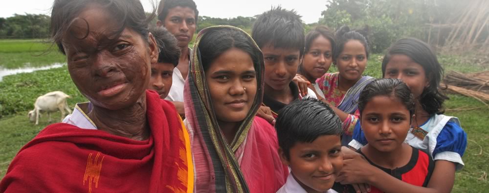 Hasina with locals from her village