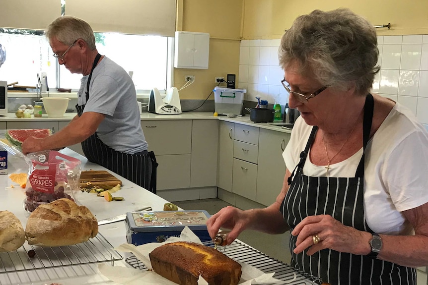 Jens and Anita Steffen work in the kitchen at Abingdon Downs station.