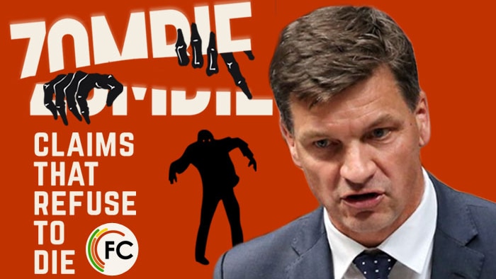 Angus Taylor zombie graphic: "The claims that refuse to die"