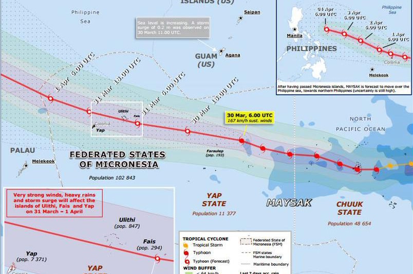 Typhoon Maysak is expected to intensify to a super typhoon.