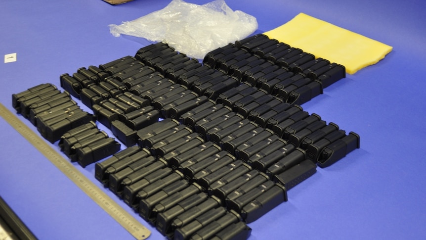 Glock pistol magazines that were seized from the Sylvania Waters post office