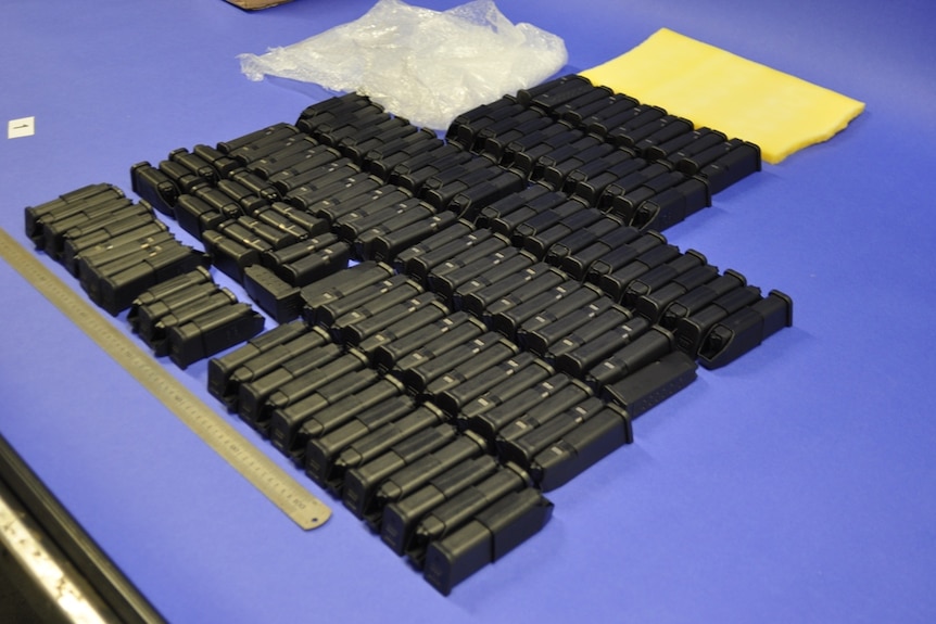 Glock pistol magazines that were seized from the Sylvania Waters post office