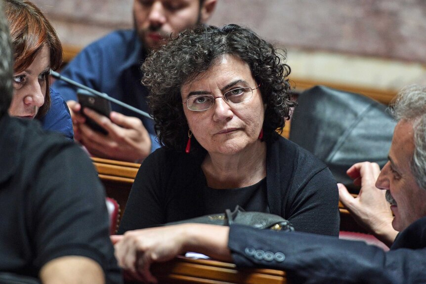 Deputy finance minister Nadia Valavani in parliament.