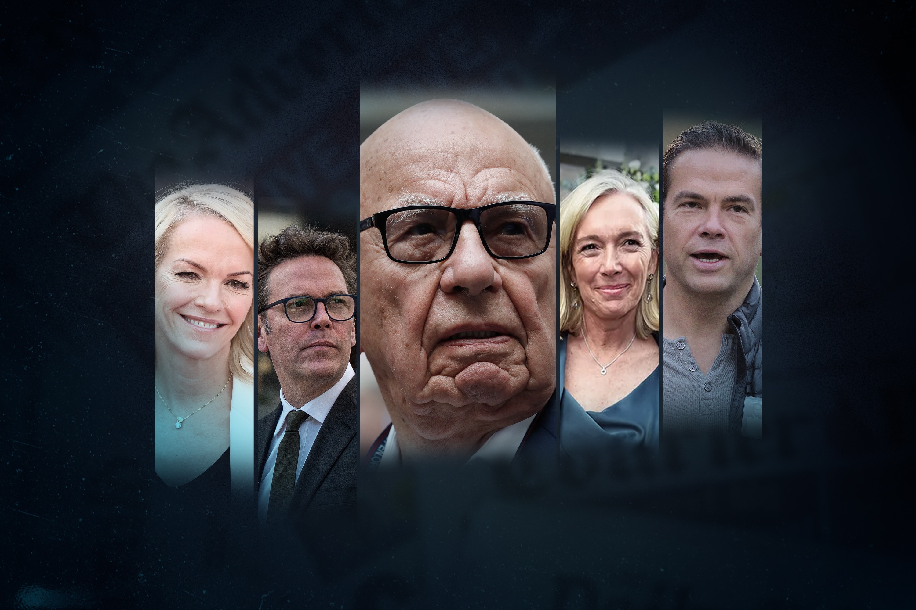 Composite of Rupert Murdoch, his two daughters and two sons 