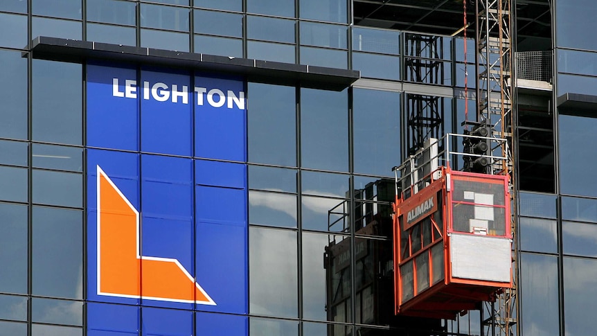 Leighton Holdings sign on building construction