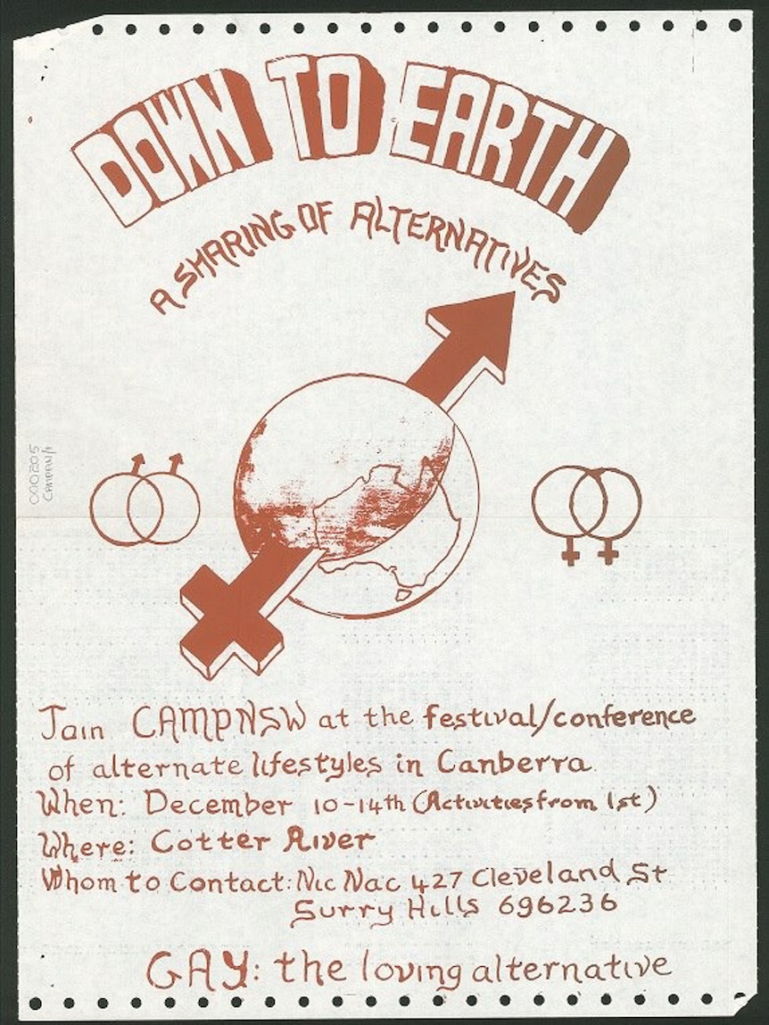 A CAMP NSW poster for a dance event featuring interlinked Venus and Mars symbols.