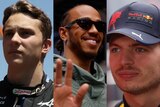 Composite image of Oscar Piastri, Lewis Hamilton and Max Verstappen