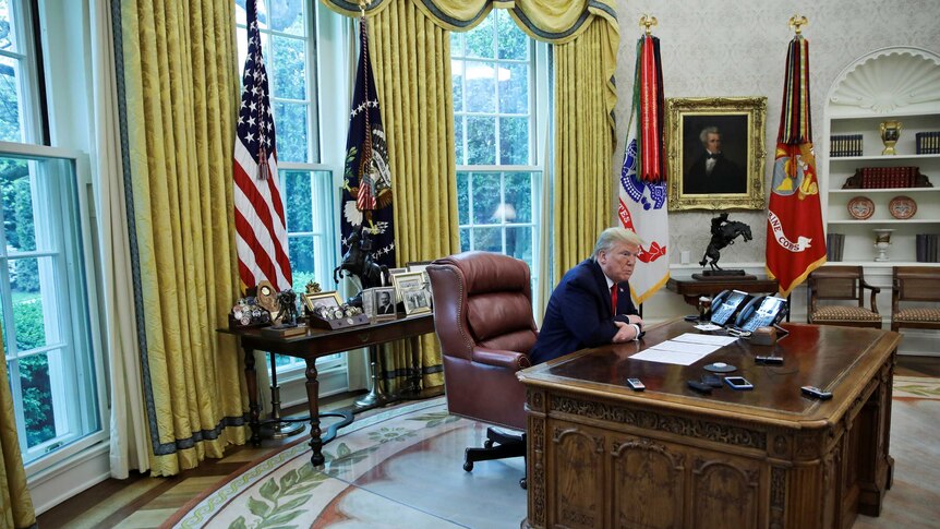 U.S. President Donald Trump answers questions during an interview with Reuters about China