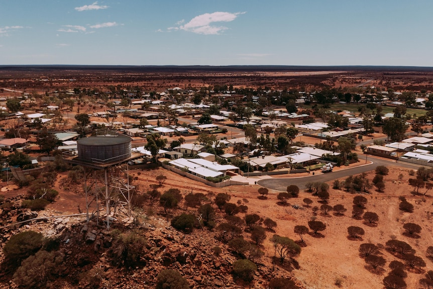 An outback town as seen from above.
