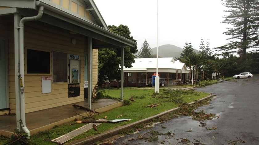 Debris in the town centre on Lord Howe Island following storms on April 20, 2009.