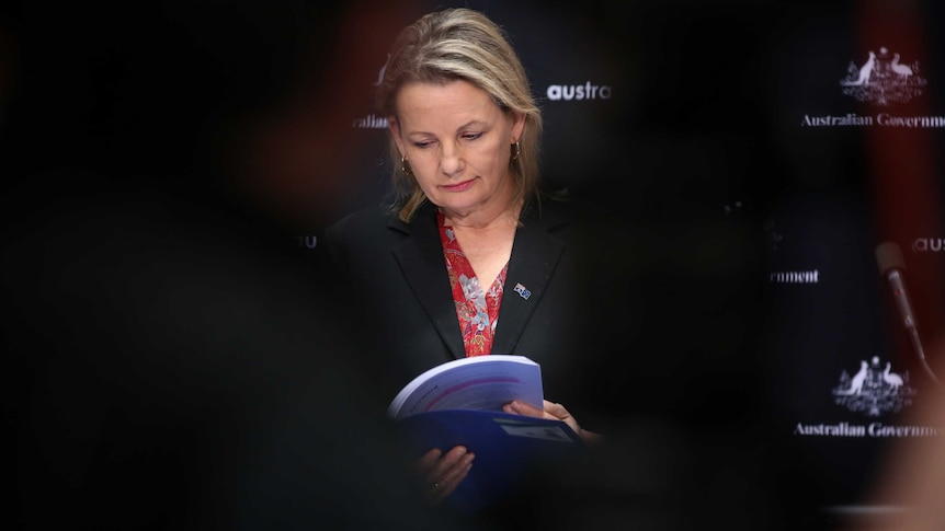 A woman looking through a report.