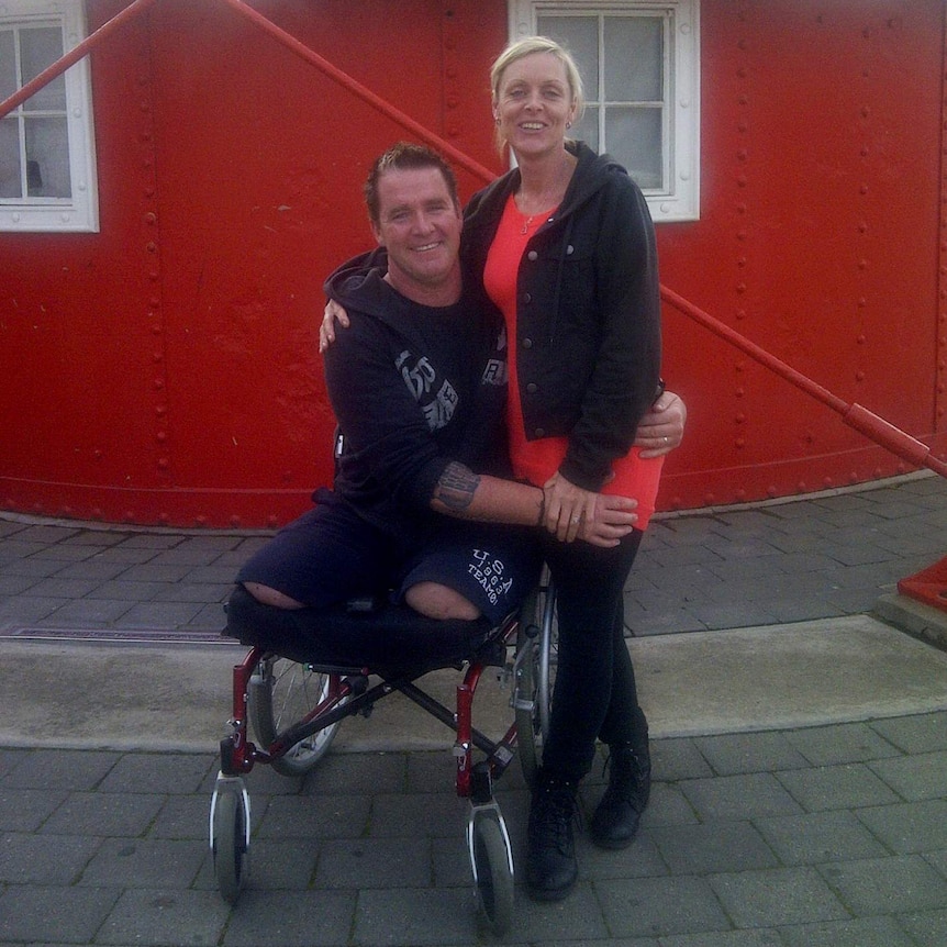 Darren Wilson in a wheelchair