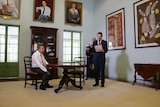 Michael Gunner is sworn in in a room at Darwin's Government House.