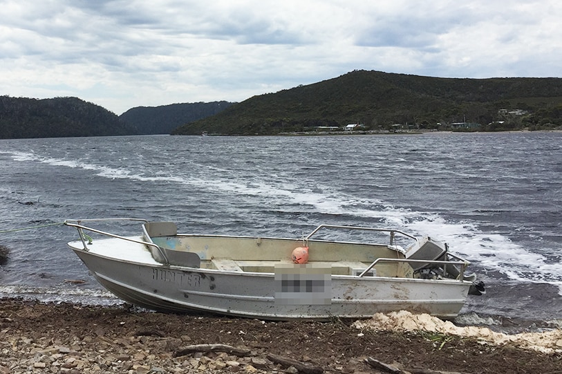 Boat used by quad bikers at Arthur-Pieman Conservation Area, November 2017.