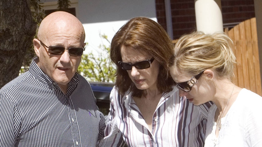 Heath Ledger's parents Kim (L) and Sally (C) addressed the media yesterday.