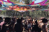 Market stage dancefloor at Rainbow Serpent 2014.