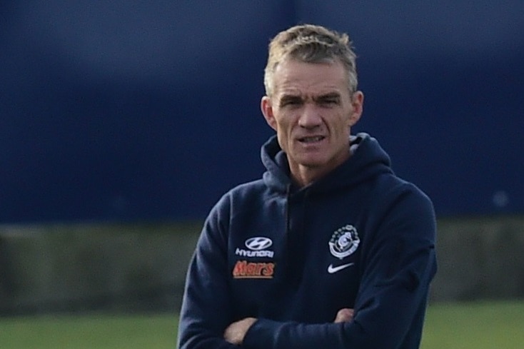 Former Carlton assistant coach Dean Laidley during a training session.
