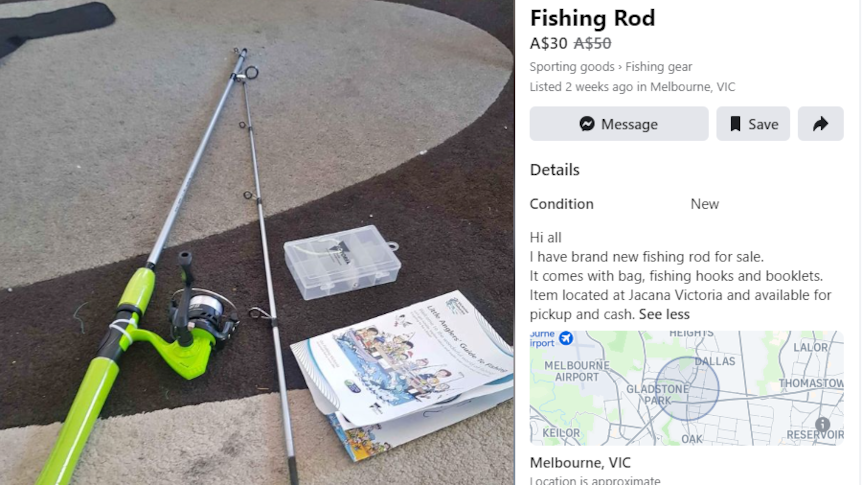 Fishing gear — rods reels tackle - sporting goods - by owner