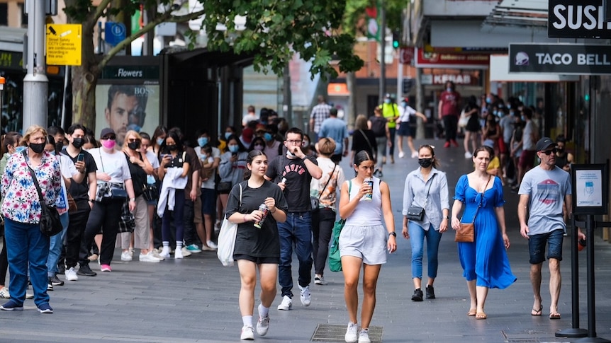 people walking along a street