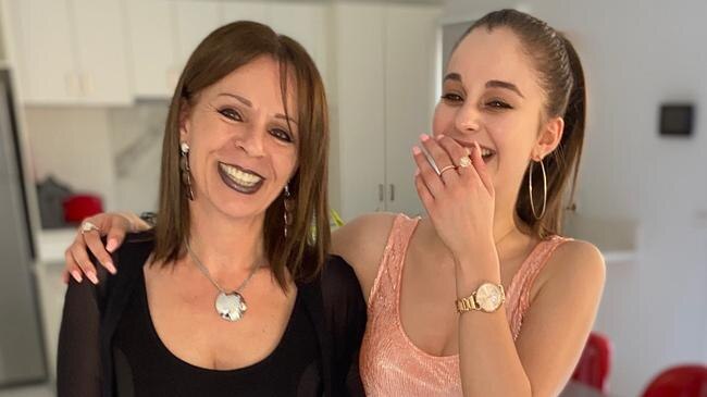 Aggie Di Mauro and her daughter Celeste Manno smiling and laughing.