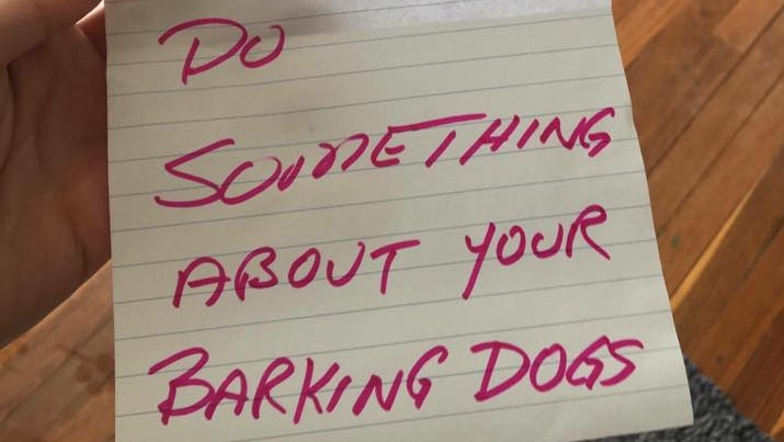 Letter received in the mail about an excessively barking dog