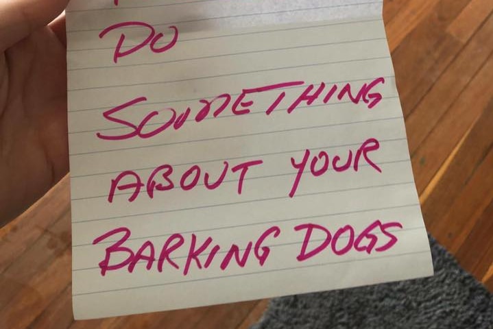 Letter received in the mail about an excessively barking dog