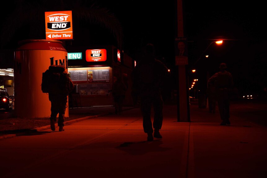 Soldiers on night patrol in Whyalla