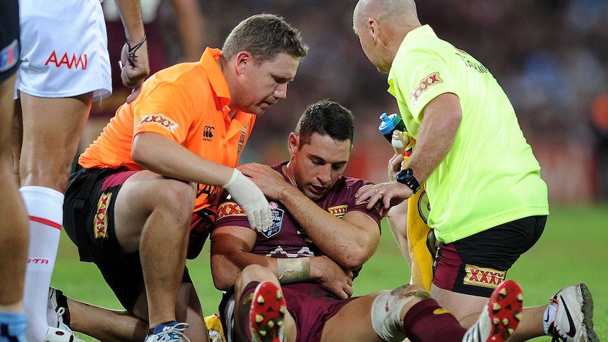 Billy Slater is injured during Origin I