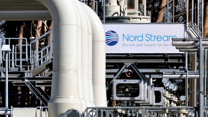 Pipes at the landfall facilities of the 'Nord Stream 1' gas pipeline in Lubmin, Germany