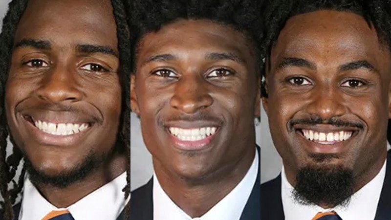 school portraits of Devin Chandler, Lavel Davis Jr. and D'Sean Perry in jackets and school ties