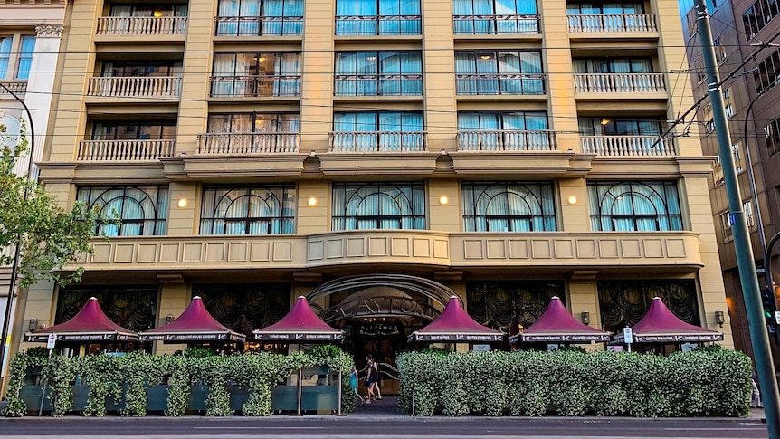 The facade of the Playford Hotel in Adelaide.