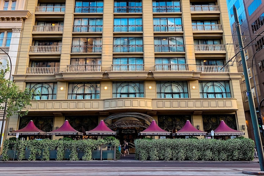 The facade of the Playford Hotel in Adelaide.