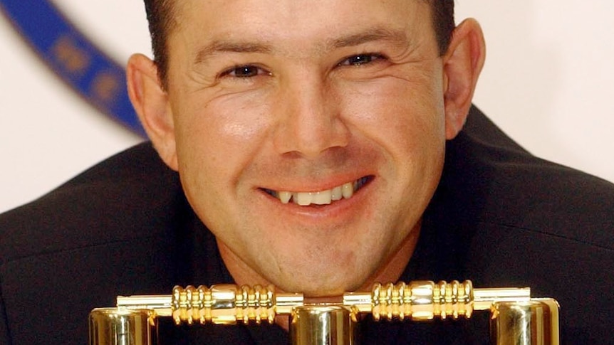 Ricky Ponting with the One Day cricketer of the year award at the Allan Border Medal in 2002.