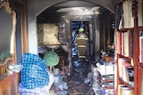 The inside of a house in West Footscray that was damaged when fire ripped through.