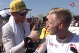 Nico Hulkenberg gives Kevin Magnussen the thumbs up