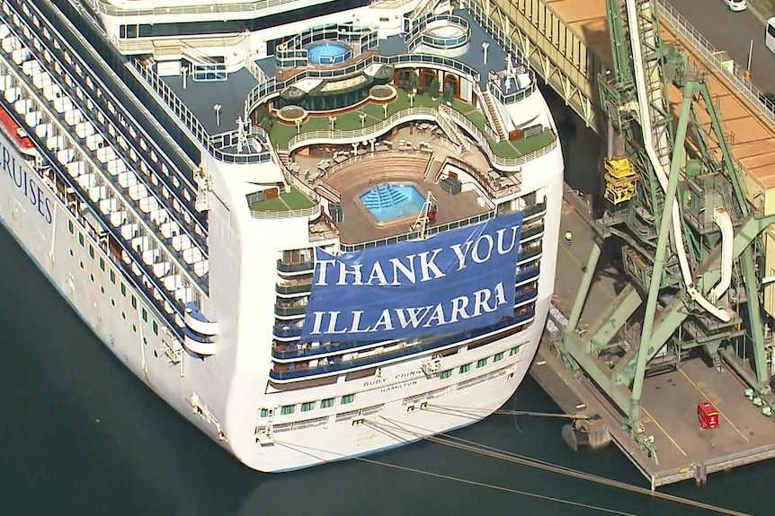 A cruise ship docked at harbour